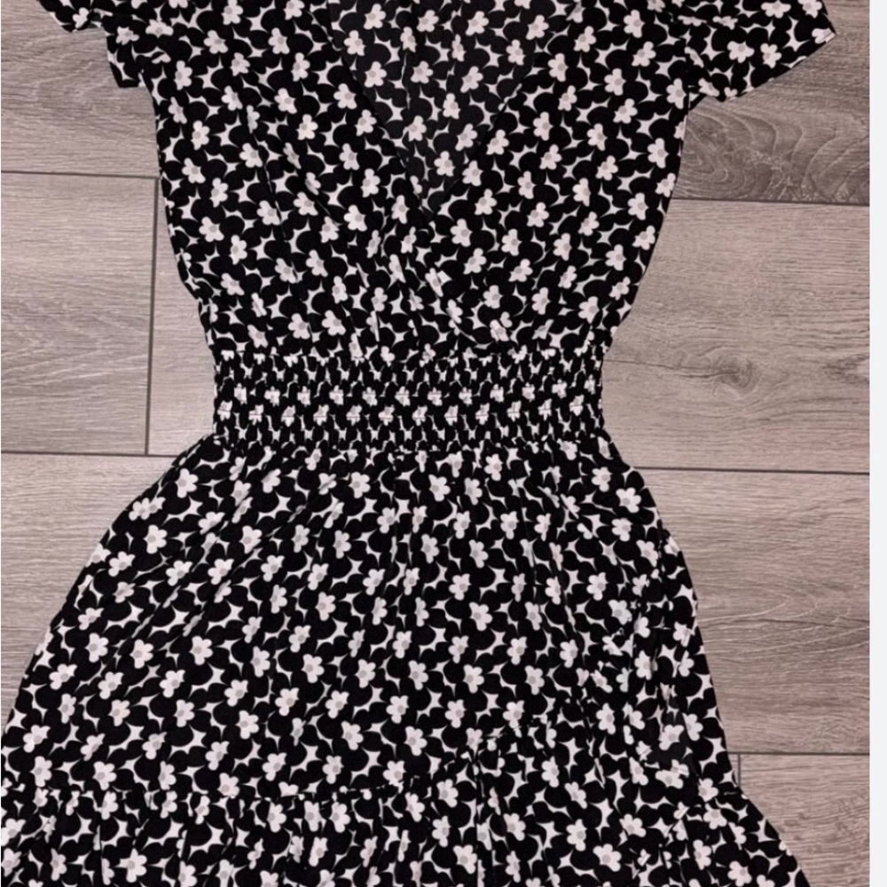 Michael Kors Black and White Floral Mini Dress